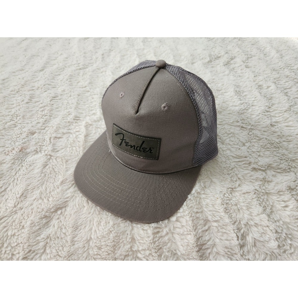 Fender Guitar Logo Mesh Trucker Hat Gray Snapback Adjustable Baseball Cap